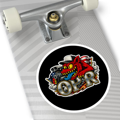 OPR Round Sticker — Retro Hot Rod Car Decal (Indoor/Outdoor)
