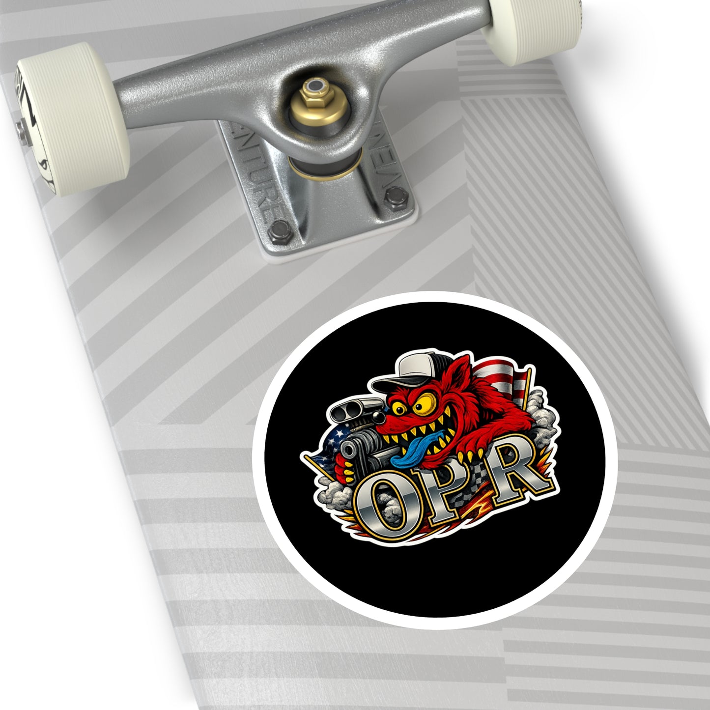 OPR Round Sticker — Retro Hot Rod Car Decal (Indoor/Outdoor)