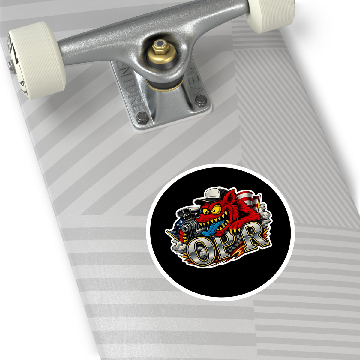 OPR Round Sticker — Retro Hot Rod Car Decal (Indoor/Outdoor)