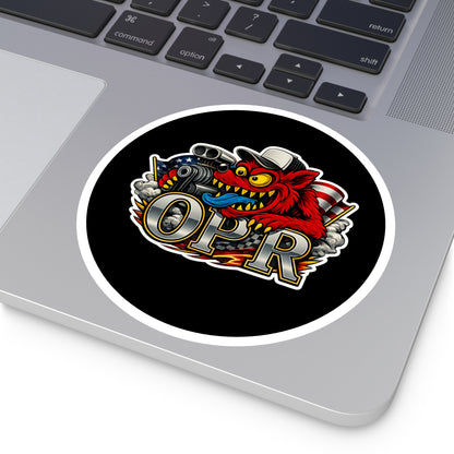 OPR Round Sticker — Retro Hot Rod Car Decal (Indoor/Outdoor)